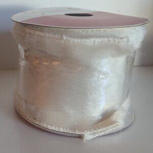 NWT White Fur Christmas Wired Ribbon Michael's Santa Luxe Holiday Crafts Decor